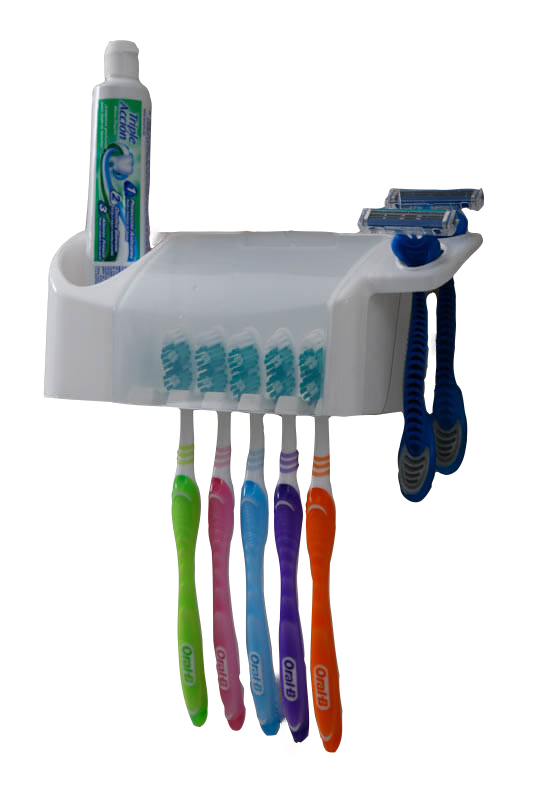 Organizador para los cepillos de dientes con tapas de botella 