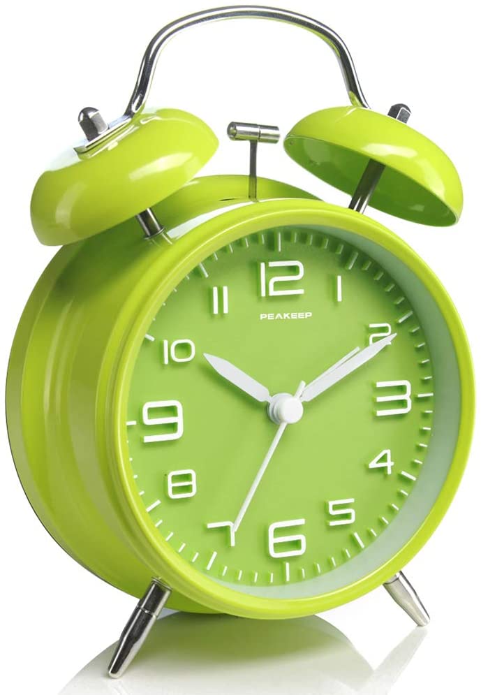 Reloj Despertador Estilo Con Doble Campana Mesita De Noche Y Reloj De  Estante Verde ER