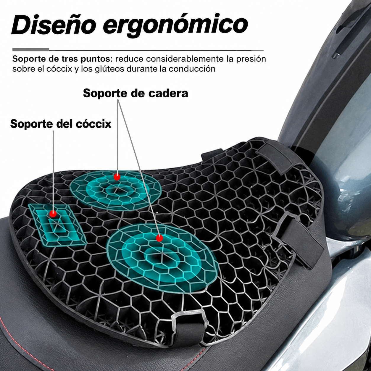 Cojin silicona gel universal para moto impermeable con funda - Imagen 2