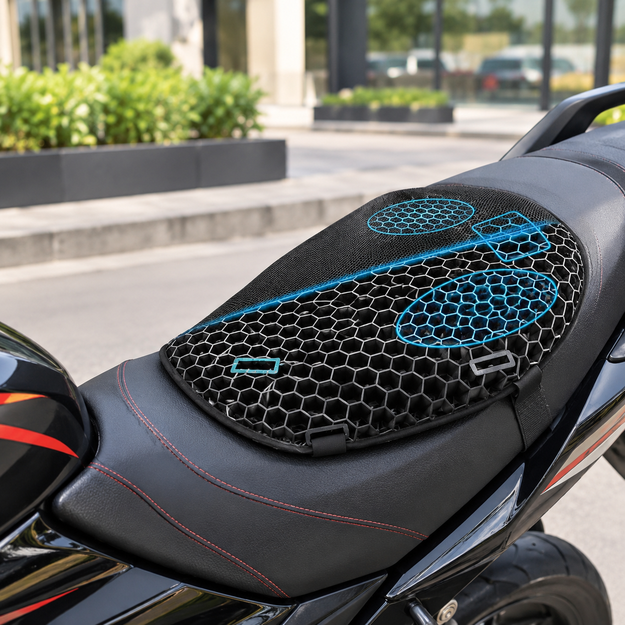 Cojin silicona gel universal para moto impermeable con funda - Imagen 3